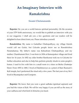 An Imaginary Interview with Ramakrishna