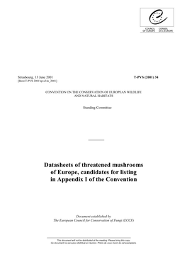 Datasheets on Threatened Mushrooms