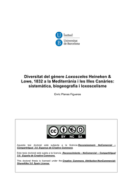 Diversitat Del Gènere Loxosceles Heineken & Lowe, 1832 a La Mediterrània I Les Illes Canàries: Sistemàtica, Biogeografia I Loxoscelisme