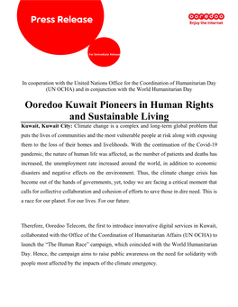 Ooredoo Kuwait Pioneers in Human Rights and Sustainable Living