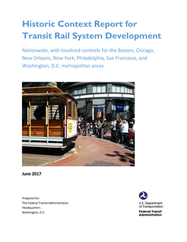 Historic Context Report for Transit Rail System Development