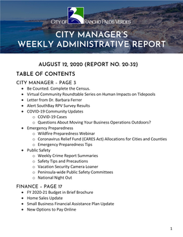 ADMINISTRATIVE REPORT August 12, 2020 Page 2