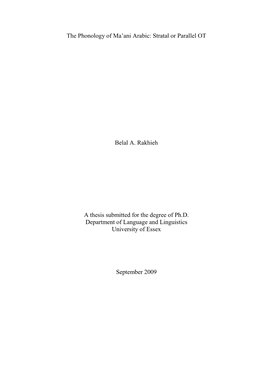 The Phonology of Ma'ani Arabic