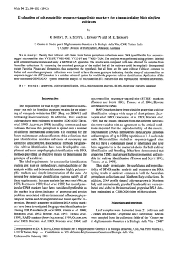 Evaluation of Microsatellite Sequence-Tagged Site Markers for Characterizing Vitis Vinifera Cultivars