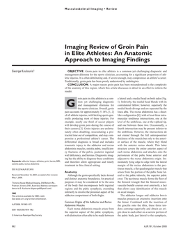 Imaging Review of Groin Pain in Elite Athletes: an Anatomic Approach to Imaging Findings