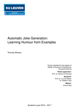 Automatic Joke Generation: Learning Humour from Examples