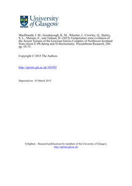 Temperature–Time Evolution of the Assynt Terrane of the Lewisian Gneiss Complex of Northwest Scotland from Zircon U-Pb Dating and Ti Thermometry