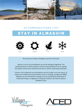 Stay in Almaguin
