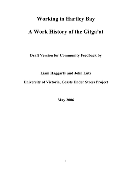 Working in Hartley Bay a Work History of the Gitga'at