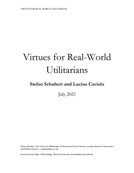 Virtues for Real-World Utilitarians