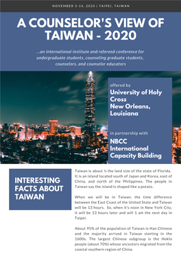 A Counselor's View of Taiwan - 2020