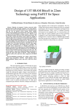 Design of 13T SRAM Bitcell in 22Nm Technology Using Fin FET For