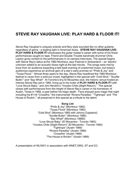 Stevie Ray Vaughan Live: Play Hard & Floor