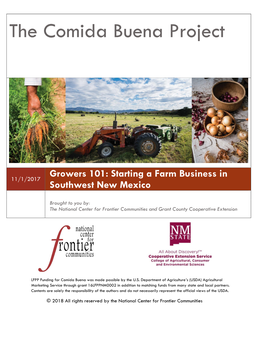 Growers 101: Starting a Farm Business in 11/1/2017 Southwest New Mexico