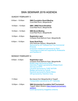 Sma Seminar 2019 Agenda