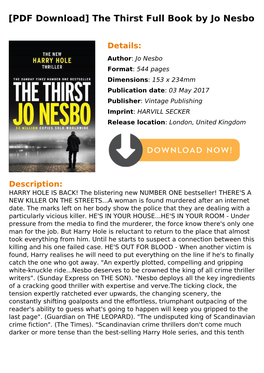 [PDF Download] the Thirst Full Book by Jo Nesbo