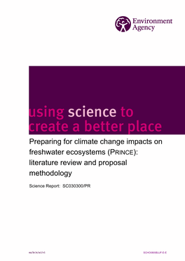 Preparing for Climate Change Impacts on Freshwater Ecosystems (PRINCE): Literature Review and Proposal Methodology