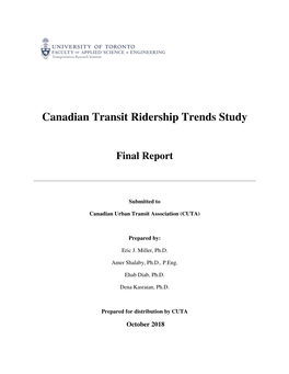 Canadian Transit Ridership Trends Study
