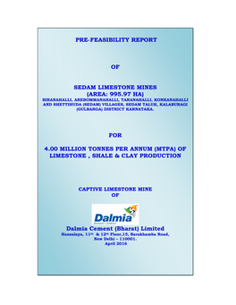 Pre-Feasibility Report of Sedam