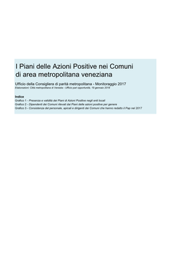 I Piani Delle Azioni Positive Nei Comuni Di Area Metropolitana Veneziana