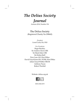 The Delius Society Journal Autumn 2014, Number 156