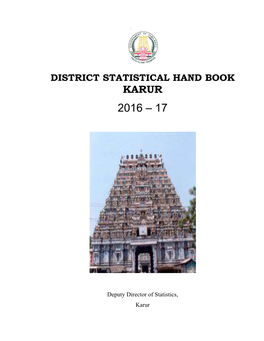 Karur District 2016 – 17 Provides Latest Statistical Data on Various Socio-Economic Aspects of Karur District