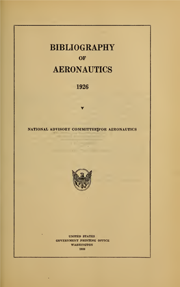 Bibliography of Aeronautics 1926