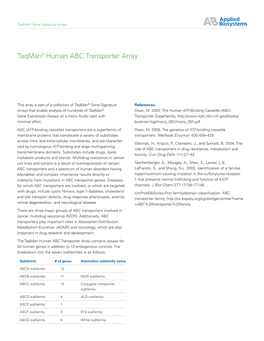 Taqman® Human ABC Transporter Array