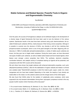 Stable Carbenes and Related Species: Powerful Tools in Organic and Organometallic Chemistry