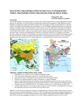 Transportation Strategies for Mumbai, India