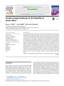 Current Energy Landscape in the Republic of South Africa