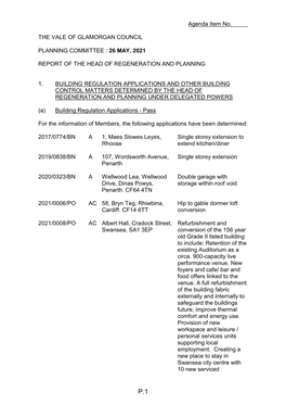 Planning Committee Report 26 May 2021