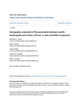 Sonographic Evaluation of the Association Between Calcific Tendinopathy and Rotator Cuff Tear: a Case-Controlled Comparison