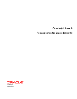 Oracle® Linux 8 Release Notes for Oracle Linux 8.3