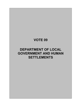 Vote 09 Department of Local Government and Human