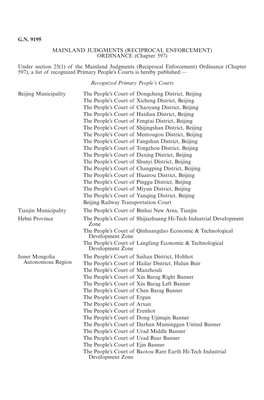 G.N. 9195 Mainland Judgments (Reciprocal Enforcement