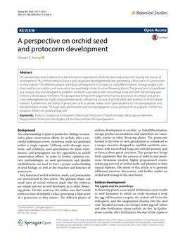 A Perspective on Orchid Seed and Protocorm Development Edward C