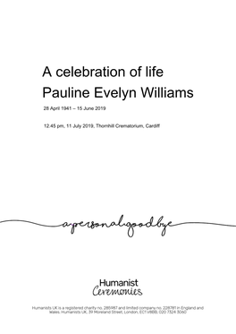 A Celebration of Life Pauline Evelyn Williams