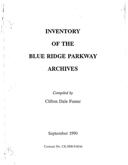 Inventory of Blue Ridge Parkway Archives at BRP Headquarters