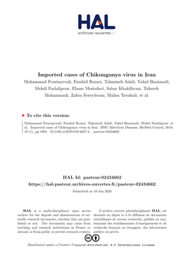 Imported Cases of Chikungunya Virus in Iran