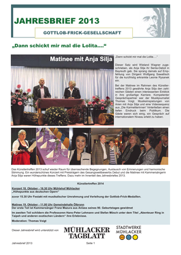 Jahresbrief 2013