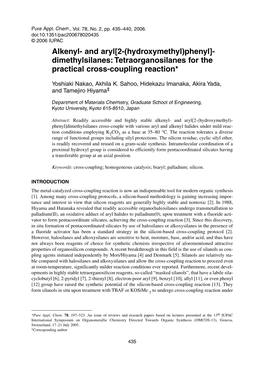 Tetraorganosilanes for the Practical Cross-Coupling Reaction*