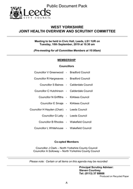 West Yorkshire Joint Health Overview and Scrutiny Committee