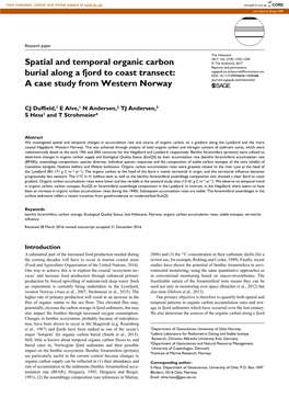 Spatial and Temporal Organic Carbon Burial Along a Fjord to Coast Transect