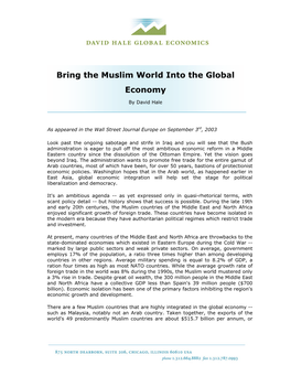 Bring the Muslim World Into the Global Economy