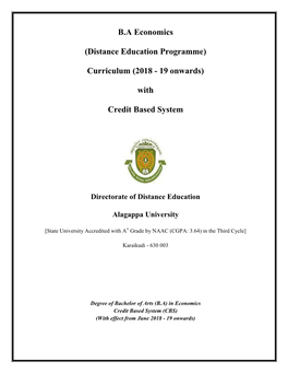 BA Economics (Distance Education Programme) Curriculum