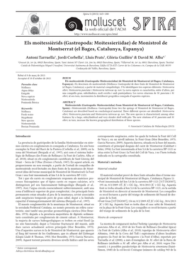 Gastropoda: Moitessieriidae) De Monistrol De Montserrat (El Bages, Catalunya, Espanya) Antoni Tarruella1, Jordi Corbella2, Lluís Prats3, Glòria Guillén2 & David M