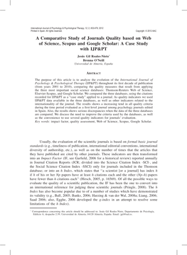 A Comparative Study of Journals Quality Based on Web of Science, Scopus and Google Scholar: a Case Study with IJP&PT