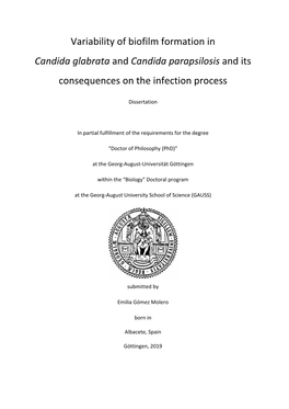 Candida Glabrata and Candida Parapsilosis and Its Consequences on the Infection Process