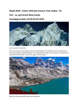 Nepal 2019 - Fottur Ultimate Everest Trek, Gokyo - Ri, Cho - La, Og Everest Base-Camp